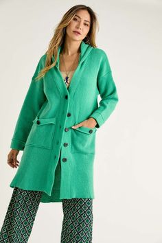 Cozy Green Outerwear With Buttons, Long Sleeve Outerwear With Functional Buttons For Fall, Fall Long Sleeve Outerwear With Functional Buttons, Cozy Green Outerwear With Button Closure, Winter Button-up Outerwear With Functional Buttons, Cozy Outerwear For Layering With Button Cuffs, Cozy Outerwear With Button Cuffs For Layering, Fall Button-up Outerwear With Functional Buttons, Hooded Button Sweater For Fall