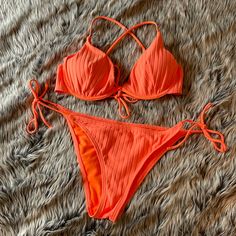 Fluorescent Orange Color Brand-New. Size Says Extra Large Fits More Like A Medium/Large. Adjustable Strap Across The Back And At The Waist Fluorescent Orange, Cupshe Swimsuits, Tropical Bikinis, Swimsuit Dress, Black Swimsuit, Bra Tops, Color Orange, Womens Swim, Orange Color