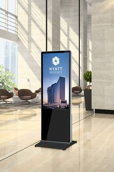 Digital Advertising Screen In A Hotel Lobby Digital Display Board, Venue Branding, Mobile Charging Station, Laptop Wallpaper Quotes, Information Display, Digital Signage Displays, Mobile Charging, Signage Display