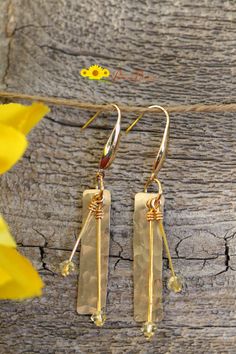 Gold Dangle Birthstone Jewelry, Gold Birthstone Dangle Jewelry, Hammered Dangle Earrings For Anniversary, Adjustable Hammered Earrings For Anniversary, Nickel-free Drop Chandelier Earrings For Anniversary, Gold Dangle Chandelier Earrings For Anniversary, Hammered Drop Earrings For Wedding, Handmade Gold Crystal Anniversary Earrings, Gold Dangle Earrings With Birthstone