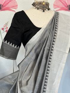 Handloom Thread border Mangalagiri silk saree fall & pico done Grey Silk Saree, Mangalagiri Sarees, Latest Blouse Designs Pattern, Designer Blouse Patterns, Grey Blouse, Blouse Designs Latest, Gray Silk, Andhra Pradesh, Orange Grey