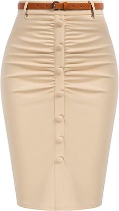 Skirts For Work, Pencil Skirt Outfits Casual, Pencil Skirt Work, Bodycon Pencil Skirt, Pencil Skirt Outfits, Skirt With Belt, Stylish Work Attire, High Waisted Pencil Skirt