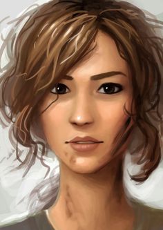 a digital painting of a woman's face