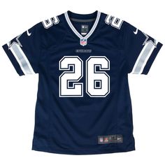 When DaRon Bland is on the field, opposing teams take notice, so help your youngster show some love for one of the top players in the NFL with this exclusive Dallas Cowboys Game jersey from Nike. Complete with mesh panels for extra breathability, this jersey replicates the authentic one that DaRon Bland wears every Sunday, giving your young fan the perfect piece of gear for every Dallas Cowboys game this season. Nike Game Loose fit Machine wash, tumble dry low Material: 100% Polyester Tricot Mes Nike Football Season Jersey With Team Name, Nike Football Season Jersey With Team Logo, Nike Jersey With Team Name For Football Season, Nike Football Season Jersey, Dallas Cowboys Game, Dallas Cowboys Jersey, Cowboy Games, Youth Game, Game Jersey