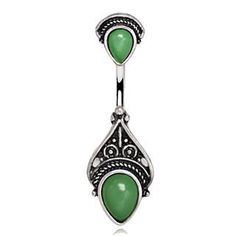 an image of a green stone belly ring