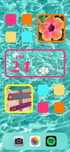 an iphone screen showing the numbers and symbols for different places in the water, including flowers