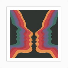 an art print with two faces in different colors