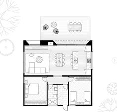 the floor plan for an apartment with two bedroom and one bathroom, including a living room