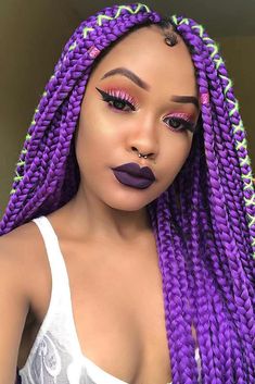 Green Braids, Box Braids Tutorial, Black Box Braids, Trendy We Fryzurach, Colored Box Braids, Purple Braids, Blonde Box Braids, Jumbo Box Braids