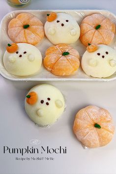 Ghost & Pumpkin Mochi Pumpkin Mochi Recipe, Pumpkin Mochi, Cream Mochi, Cute Ghost Pumpkin, Mochi Recipe, Homemade Foods