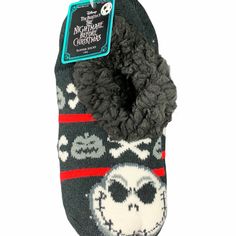 Brand New With Tags Soft Sock Slippers From A Pet And Smoke-Free Home Cozy Black Socks For Stocking Stuffers, Black Winter Socks For Gift, Black Winter Socks As Gift, Black Winter Socks For Gifts, Nightmare Before Christmas Toys, Merry Creepmas, Sock Slippers, Tim Burton Style, Christmas Sock