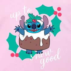 Santa's Little Mischief: Dress your girl in this adorable Pink Christmas T-Shirt featuring Stitch as a Christmas pudding with the mischievous slogan "Up to snow good"!Quality and Comfort: Made from 100% cotton and officially licensed, this shirt ensures both style and cosiness during the holiday season.Get ready to sprinkle some extra fun into your little one's Christmas wardrobe with our Girls Pink Christmas T-Shirt! This officially licensed merchandise is a must-have for young fans and Stitch enthusiasts alike. Stitch takes centre stage as he transforms into a Christmas pudding, complete with holly on his head, and the playful slogan "Up to snow good" surrounds him. Made from 100% cotton, this shirt is not only soft and comfy but also perfect for spreading holiday cheer. Whether it's for Pink Lilo And Stitch, Lilo And Stitch Christmas, Kids Pajamas Boys, Disney Duos, Up Costumes, Stitch Christmas, Christmas Pudding, Centre Stage, Kid Character