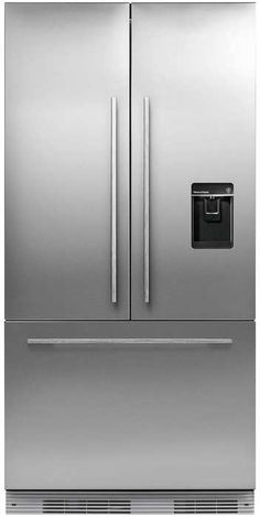 a stainless steel refrigerator freezer with two doors