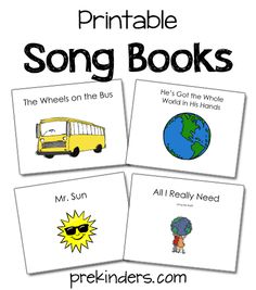 four books with the words song books written on them and pictures of different vehicles in front