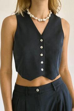 Crop Vest Top, Vest Crop Top Outfit, Elegant Navy Sleeveless Top, Crop Vest Outfit, Vest Outfits Summer, Men's Suiting, Vest Tops Women, Crop Vest, Woman Vest