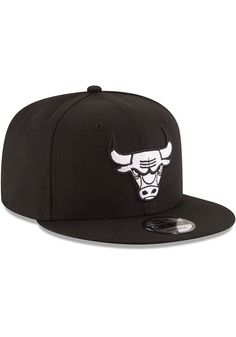 Wear your Bulls style with pride in this Chicago Bulls New Era Black 9FIFTY Snapback Hat! This Chicago Snapback Hat features a front embroidered team logo on a structured polyester crown with adjustable snap closure and flat visor. Go Bulls! Team logo embroidered on the front, New Era flag embroidered on the left side, Plastic snap closure to dial in the perfect fit, Structured crown, Polyester woven material, Flat visor, Polyester, Wipe clean with cloth or cleaning kit, Imported Short Brim Baseball Cap For Baseball Season, Classic Black Snapback Hat For Sports Events, Black Fitted Hat With Embroidered Logo For Baseball Season, Casual Flat Bill Hats For Fan Merchandise, Casual Flat Bill Fan Merchandise Hat, Casual Short Brim Hat For Sports Events, Classic Black Baseball Cap For Fans, Black Flat Brim Baseball Cap For Sports Events, Urban Black Fitted Hat With Embroidered Logo