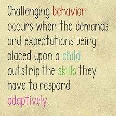 a quote that says, challenging behavior occurs when the demands and expectations being placed upon a child outside the skills they have to respond