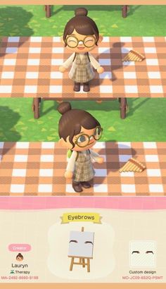 the animal crossing character is standing in front of a picnic table