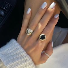 Queen Oval Onyx Ring with Sprinkled Diamonds – Logan Hollowell Layering Rings, Logan Hollowell, Elegant Crown, Onyx Necklace, Ruby Sapphire, Aquamarine Blue, Onyx Ring, Recycled Gold, Rose Cut