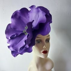 Purple Costume Hats And Headpieces For Formal Spring Events, Purple Wide Brim Fascinator For Formal Events, Purple Flower Fascinator For Spring, Elegant Purple Wide Brim Fascinator, Lilac Fascinator, Purple Anemone, Floral Hairband, Rose Headpiece, Purple Hat-shaped Fascinator For Wedding