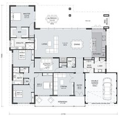 the floor plan for a house with three bedroom and an attached living area, including a kitchen