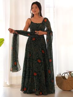 Introducing our stunning green bandhani printed chiffon mehendi wear gown, crafted with intricate bandhani print work that adds a touch of elegance to your ethnic wardrobe. This beautiful gown comes with a matching chiffon dupatta adorned with bandhani print work and fancy lace border, making it the perfect ensemble for festivals, functions, and events.
This gorgeous outfit include an 8-meter gown flair and a 2.3-meter long dupatta, providing you with ample fabric to create a stunning draping lo Flair Gown, Lehenga Crop Top, Traditional Gowns, Gown With Dupatta, Lehenga Choli Wedding, Ethnic Gown, Reception Gown, Anarkali Gown, Casual Saree