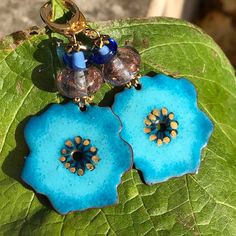 Enameled Copper, Beautiful Blue Flower Enameled Copper Pair - Etsy Blue Flower, Beautiful Blue, Blue Flowers, Charms, Ships, Flowers, Blue