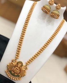 Matte Finish Kemp Stone Long Haram set Gold Necklace Price, Haram Designs, Gold Jewels Design, Gold Jewelry Outfits