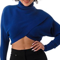 Consisted Of: 45% Cotton, 55% Acrylic. Color: Blue Tt9180 Blue Turtleneck Top For Fall, Trendy Blue Cropped Sweater For Spring, Blue Long Sleeve Cropped Sweater For Winter, Blue Fitted Sweater For Fall, Fitted Blue Sweater For Fall, Chic Blue Cropped Sweater For Fall, Chic Blue Turtleneck Sweater, Blue Turtleneck Outerwear For Fall, Blue Long Sleeve Cropped Sweater For Spring