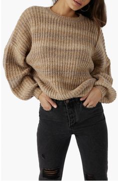 O'Neill brown sweater Wwe T Shirts, Ombre Sweater, Slouchy Sweater, Girls Blouse, Oversize Knit, Brown Sweater, Oversized Sweater, Crewneck Sweater, Drop Shoulder