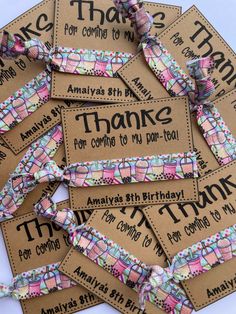 thank you for coming to my mom and grandma birthday gift tags with ribbons on them