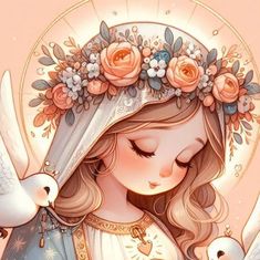 HASTA MAÑANA  Duerme tranquil@  Que el creador de la vida cuida de ti y de tu familia.   Ora, La oración trae paz y calma al corazón. ✨ 🙏 🪄 ✨ Church Images, Catholic Kids, Cute Clipart, Catholic Art, Girls Illustration, December 7, Blessed Mother, Mother Mary