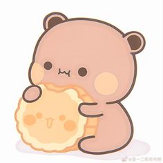 a brown teddy bear holding a piece of bread