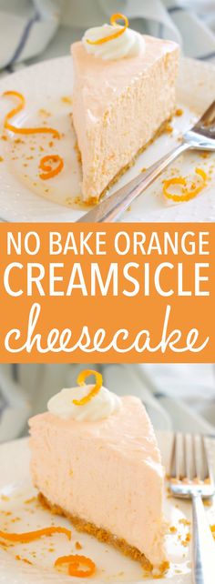 no bake orange creamsice cheesecake on a plate