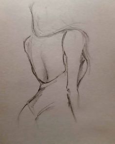 a pencil drawing of a woman's back and torso, with her hands on her hips