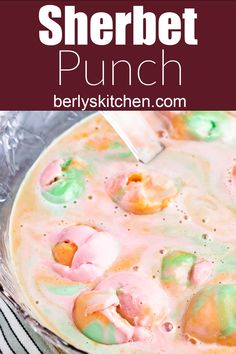 a close up of a dessert with marshmallows on top and the words, sherbet punch