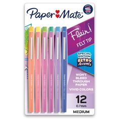 paper mate felt tip pens in assorted colors, 12 / pk - 1