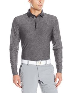 Under Armour Men's Playoff Long Sleeve Golf Polo Shirt, Carbon Heather / Black, Medium ( grey gray athletic uv ua sport #underarmour #mens #athletic #poloshirt #athleticmens #helpingpaybills #helpingpaymonthlybills  https://www.amazon.com/dp/B0183JR7I2/ref=cm_sw_r_pi_dp_U_x_8fFvCb0MA6MYR Golf Polo Shirts, Long Sleeve Polo, Heather Black, Golf Polo, Quarter Zip