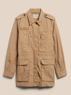 Utility Field Jacket | Banana Republic Over 50 Fashion, Yellow Windbreaker, Drawstring Jacket, Cotton Fields, Waist Jacket, Green Utility Jacket, Outfit Formulas, Jcrew Sweater, Iced Latte