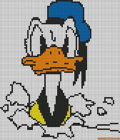 an image of a cartoon character made out of pixellated pixels, with the name donald duck