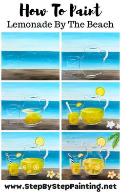 how to paint lemonade by the beach with step by step painting instructions for beginners