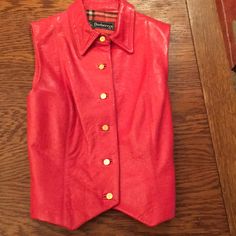 Reposhing This Item I Purchased From @Japesin. Loved It, But Ready To Rotate For Something New. Questions? Leave A Comment Below! Shirt Vest, Leather Shirt, Leather Vest, Other Woman, Leave A Comment, Something New, Red Leather, Burberry, Size 6