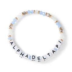 PRICES MAY VARY. REPRESENT & SUPPORT – A sorority family is a family unlike any other. Wear that on your sleeve (literally!) with our Alpha Delta Pi big and little bracelets sorority sisters are sure to love. Represent your sisterhood wherever you go and express your love and support. CLASSY ELEGANCE – The Alpha Delta Pi Name Bracelet is one of a kind when it comes to beauty, elegance, and sheer class. Glass and 18K gold plated beads work harmoniously together to form a sorority sister jewelry p Sorority Family, Sorority Colors, Big Little Sorority, Sorority Jewelry, Bracelet Organizer, Big Sister Gifts, Big Little Gifts, Beads Work, Glass Bead Bracelet