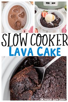 slow cooker lava cake recipe with text overlay