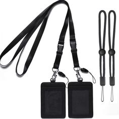 PRICES MAY VARY. 💎 SAFE AND CONVENIENT---Holder is Made of Premium Durable PU leather & Polyester,Front ID Window with Clear Cover features visibility and protection. 💎PACKAGE Include:2 x Lanyard ;2 x Badge Holder (Badge Holder is 3.2 x 5.12 inches, fits 2.3 x 3.5 nametag insert);2 Pack Button Nylon Lanyards. 💎DIMENSIONS: Lanyard:(22.2inches One-Way);Badge Holder is 3.07 x 4.4 inches, fits 2.3 x 3.5 nametag insert;Button Nylon Lanyards（Black）(10.4inch) 💎HIGH QUALITY badge holder and lanyard Black Lanyard, Leather Lanyard, Cards Holder, Lanyard Necklace, Quick Release Buckle, Id Badge Holders, Badge Holder, Id Holder, Id Badge