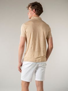 These Aurélien Linen Polo Shirt Beige for Men Medium symbolize Mediterranean style and ultimate comfort. A combination of traditional details and a contemporary twist. This model is made in  . The  Polo Shirts are made entirely by hand in Italy. For exclusive, luxurious and handmade Italian Polo Shirts you've come to the right place at Aurélien! Classic Beige Collared Polo Shirt, Classic Beige Polo Shirt With Collared Neckline, Modern Formal Tops With Polo Collar, Luxury Beige Summer Tops, Classic Beige Polo Shirt, Formal Summer Polo Shirt With Polo Collar, Formal Summer Polo Shirt With Collar, Summer Formal Polo Shirt With Polo Collar, Elegant Fitted Polo Shirt For Semi-formal Occasions