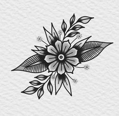 a black and white flower tattoo design