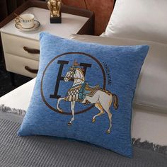 44231863042211 Chic Throw Pillows, Horse Embroidery, Horse Pillow, Embroidered Horse, Chenille Pillow, Sofa Pillow Covers, Office Sofa, Luxury Cushions, Horse Pattern