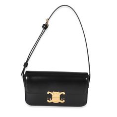 Celine Black Shiny Calfskin Claude Triomphe Shoulder Bag Celine Triomphe Shoulder Bag, Celine Bags, Limited Time, Calf Skin, Bag Lady, Shoulder Bag, Black, Color