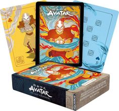 the avatar playing cards are on display